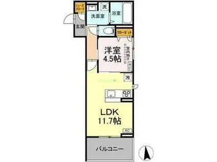 フィオレンテ 長町南(1LDK/3階)の間取り写真