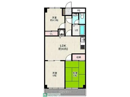 サンライズマンション狭山(3LDK/4階)の間取り写真