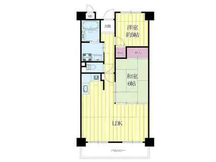 パルティール南ヶ丘(2LDK/3階)の間取り写真