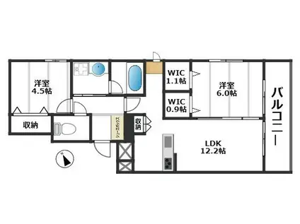 グランド フルーレ浮間舟渡(2LDK/2階)の間取り写真