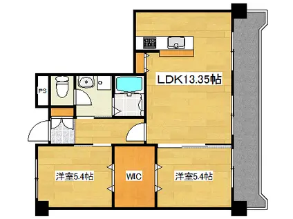 塩原ビル(2LDK/4階)の間取り写真