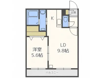 ボンシャンス南郷(1LDK/3階)の間取り写真