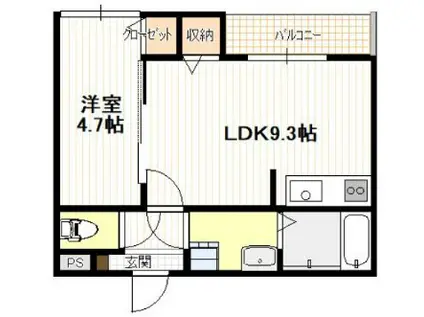 天神アパート(1LDK/2階)の間取り写真