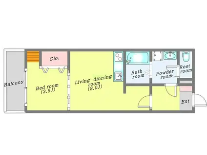 ラズワード薬師堂(1LDK/1階)の間取り写真