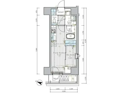 ミライズ横濱サウスレジデンス(1DK/11階)の間取り写真
