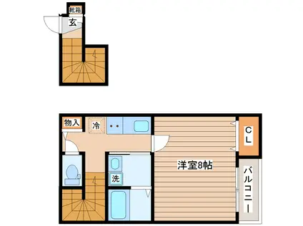 YUKISAI(1K/2階)の間取り写真