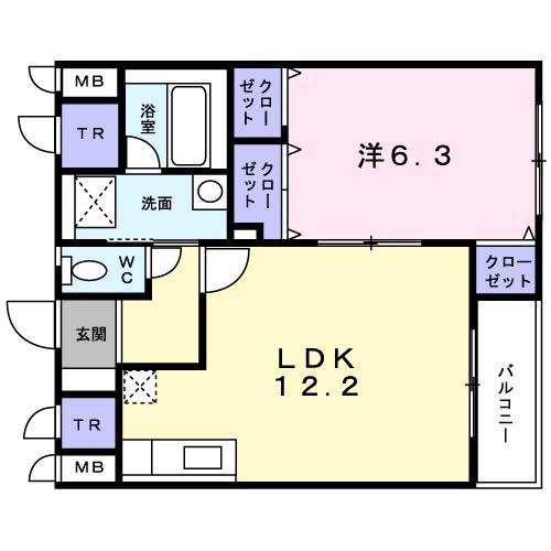 ジュネス松陰(1LDK/1階)の間取り写真