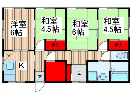 コーポ神野(4K/1階)の間取り写真