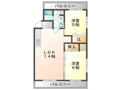 オーク・レジデンス守口(2LDK/3階)の間取り写真