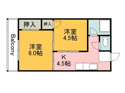 ウィステリアパレス尾長西(2K/1階)の間取り写真