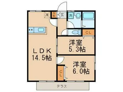 レガーロ(2LDK/1階)の間取り写真