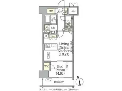 ザ・パークハビオ神楽坂レジデンスサウス(1LDK/10階)の間取り写真