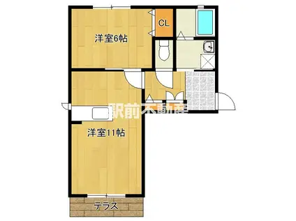 メゾン・ド・パストラルC棟(1LDK/2階)の間取り写真