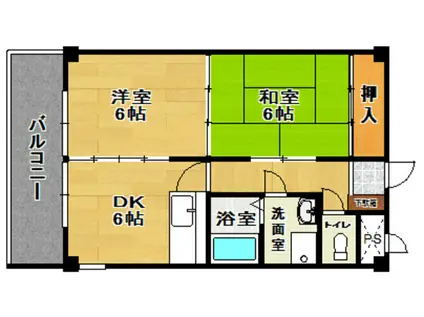 プルミエール香久池公園(2DK/2階)の間取り写真