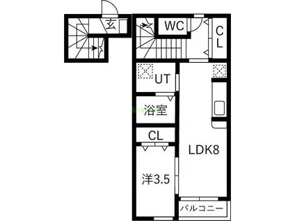 RS RESIDENCE II(1LDK/2階)の間取り写真