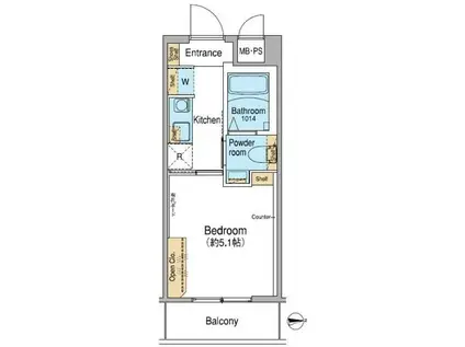 フウ オオイマチ バイ ラティエラ(1K/2階)の間取り写真