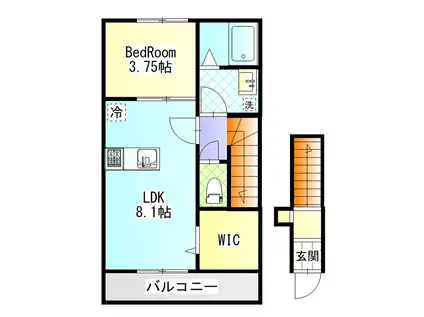 ELF妻鳥 2階(1LDK/2階)の間取り写真