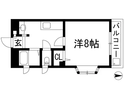 市ハイツ(1K/2階)の間取り写真