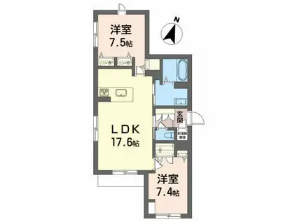 メゾンマスト名須川A棟(2LDK/1階)の間取り写真