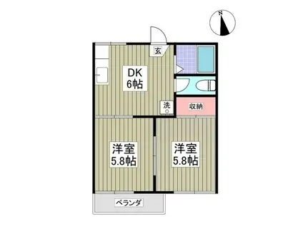 コーポサイトウ(2DK/2階)の間取り写真