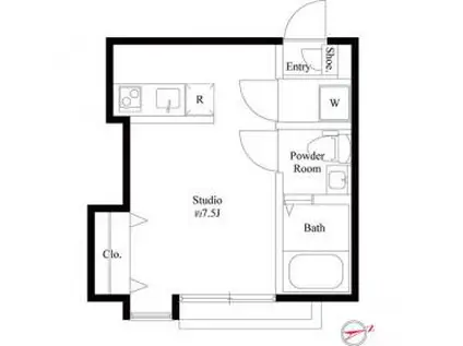 ブランノワール船橋(ワンルーム/3階)の間取り写真