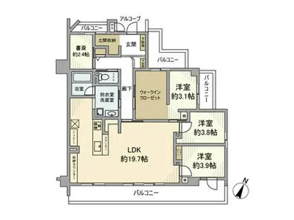 ファミールグラン四ッ谷通(3LDK/3階)の間取り写真