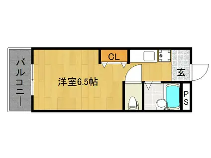 カーサ御所西(1K/4階)の間取り写真