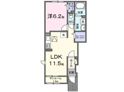 クラールメゾンII(1LDK/1階)の間取り写真