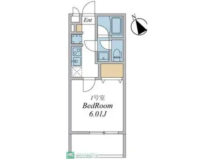 ウィンドテラス南八幡(1K/1階)の間取り写真