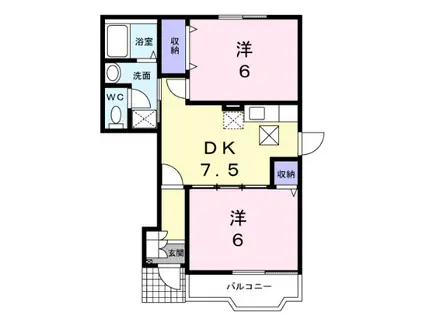 メゾンクレール(2DK/1階)の間取り写真