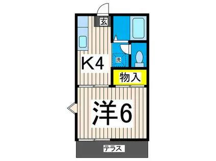 稲荷山ハイツ(1K/1階)の間取り写真