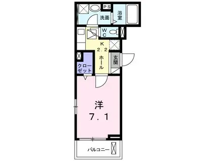 シエリア III(1K/2階)の間取り写真