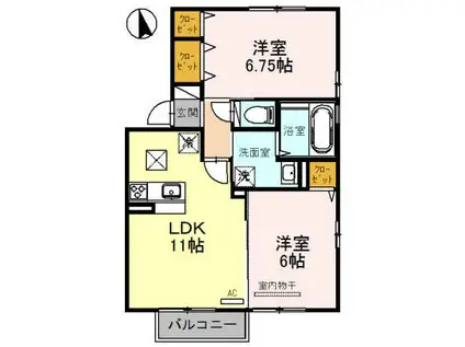 ロアジーナA棟(2LDK/1階)の間取り写真
