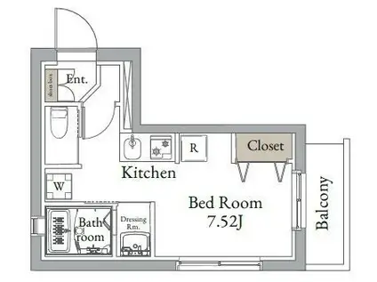 ヴィンテージCITY月島(ワンルーム/4階)の間取り写真