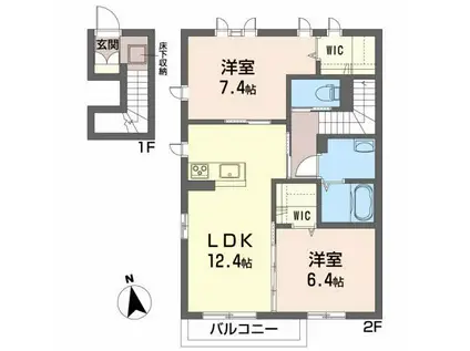 ラブリーライフ佐沼(2LDK/2階)の間取り写真