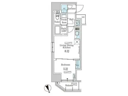 パークアクシス虎ノ門(1LDK/8階)の間取り写真