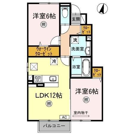 レユシール A棟(2LDK/1階)の間取り写真