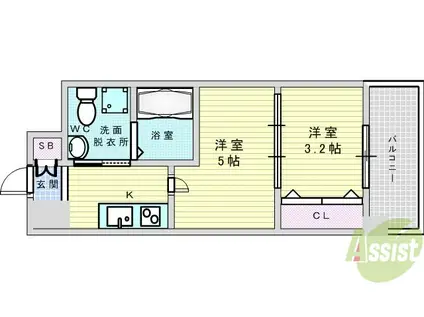 セレニテ江坂ルフレ(2K/5階)の間取り写真