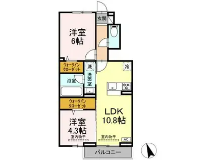 ラルブルボヌ―ル(2LDK/1階)の間取り写真