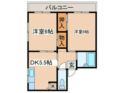 マンションサルナート(2DK/4階)の間取り写真