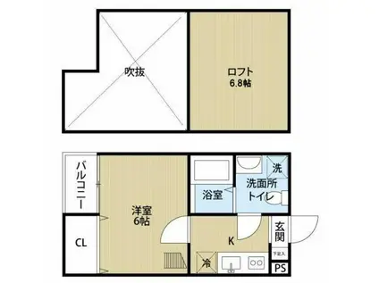 グレイス西中田(1K/1階)の間取り写真