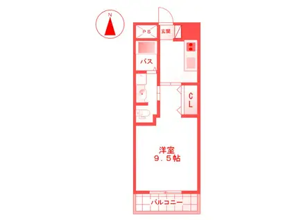 ヴィーナス(1K/1階)の間取り写真