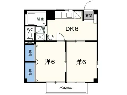 メゾンコンフォール(2DK/2階)の間取り写真