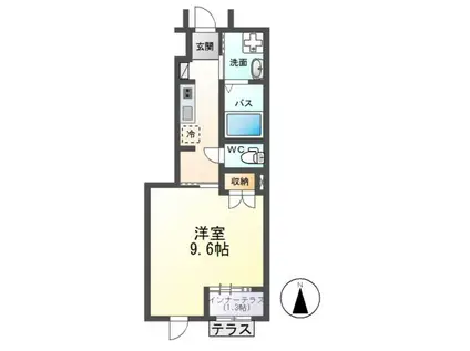 ブルゴーニュ(1K/1階)の間取り写真