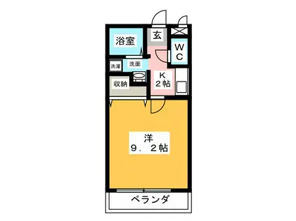 御嵩サンクチュアリA(1K/1階)の間取り写真