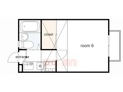 ラメールII(1K/1階)の間取り写真