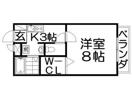 コンフォートII(1K/2階)の間取り写真