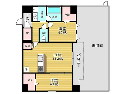 スプランディッドX(2LDK/1階)の間取り写真