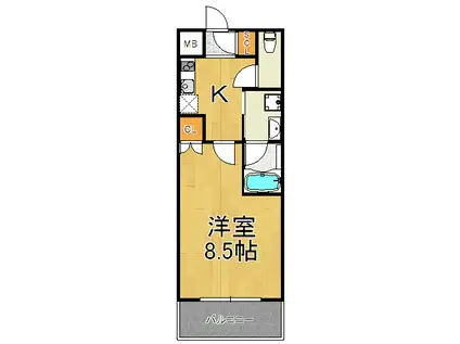 SIETE西宮北口(1K/3階)の間取り写真