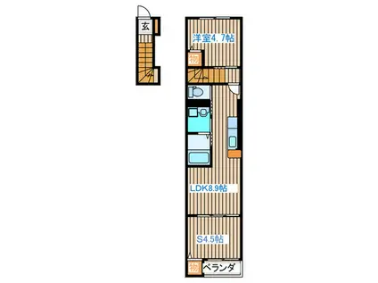 フェリーズ南仙台(1SLDK/2階)の間取り写真